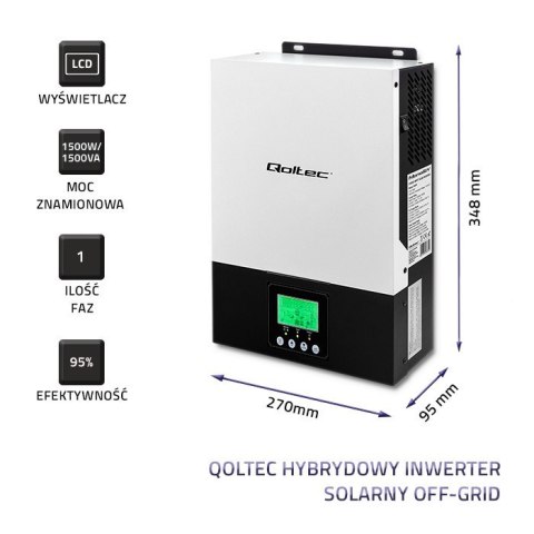 Hybrydowy inwerter solarny Off-Grid 1.5kW | 80A | MPPT | Sinus