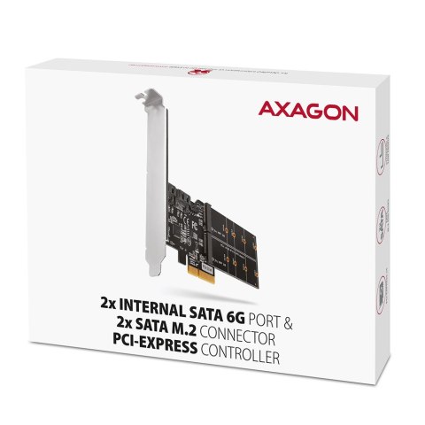 PCES-SA4M2 Kontroler PCIe 2x wewnętrzny port SATA 6G + 2x wewnętrzny port M.2 B-key SATA, SP & LP