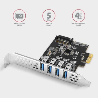 PCEU-43RS Kontroler PCIe 4x port USB 3.2 GEN 1, UASP, chipset Renesas, 15-pin SATA zasilacz