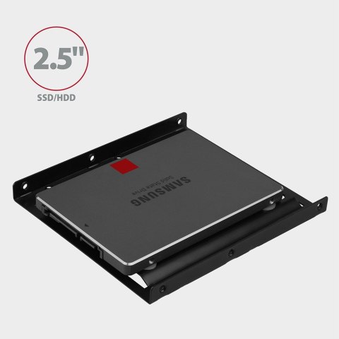 RHD-125B Ramka metalowa do montażu 1x 2.5" HDD w pozycji 3.5" Czarna