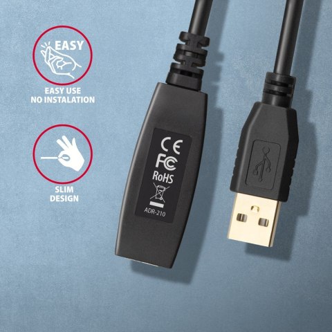 ADR-210 USB 2.0 A-M -> A-F aktywny kabel przedłużacz/wzmacniacz 10m