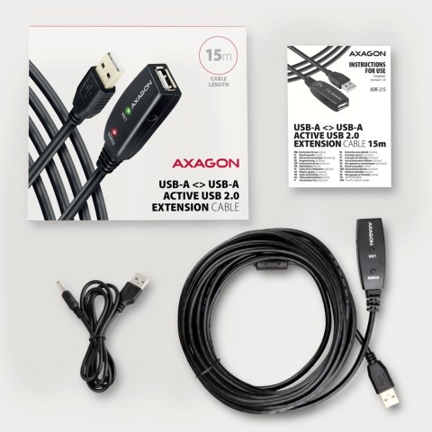 ADR-215 USB 2.0 A-M -> A-F aktywny kabel przedłużacz/wzmacniacz 15m