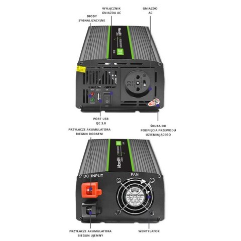 Przetwornica napięcia Monolith | 1000W | 2000W | 12V na 230V | Czysty Sinus