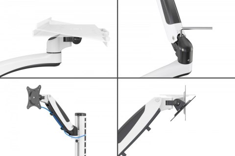 Ramię naścienne pojedyncze 1xLCD + klawiatura, max. 32" i 8kg uchylno-obrotowe 360° (PIVOT)