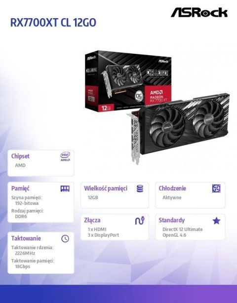 Karta graficzna Radeon RX 7700 XT CHALLENGER OC 12G GDDR6 192bit