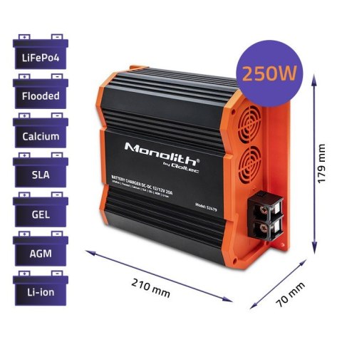 Ładowarka Monolith DC-DC do akumulatorów LiFePO4 AGM 12V-12V | 20A | 250W