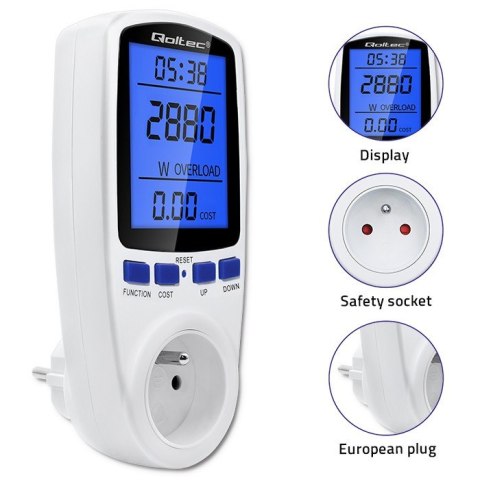 Watomierz licznik zużycia energii PM0626 | 3680W | 16A | LCD