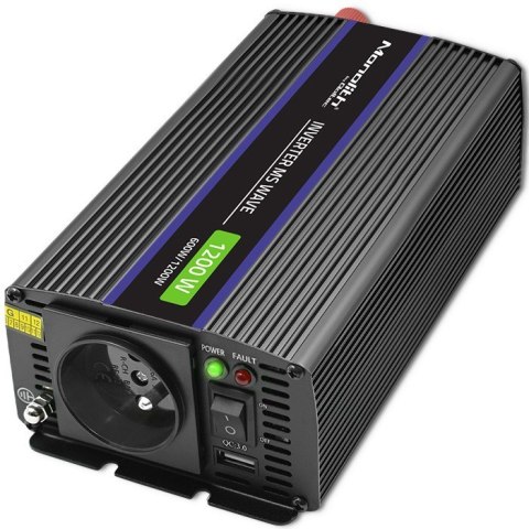 Przetwornica napięcia Monolith 1200 MS Wave | 12V na 230V | 600/1200W | USB