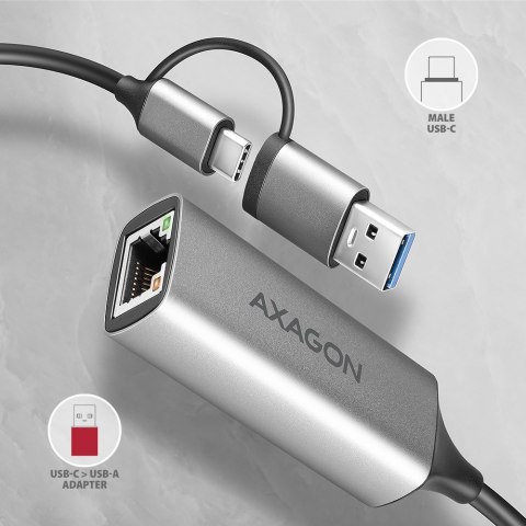 ADE-TXCA Karta sieciowa Gigabit Ethernet adapter, USB-C (USB-A redukcja) 3.2 Gen 1, instalacja automatyczna