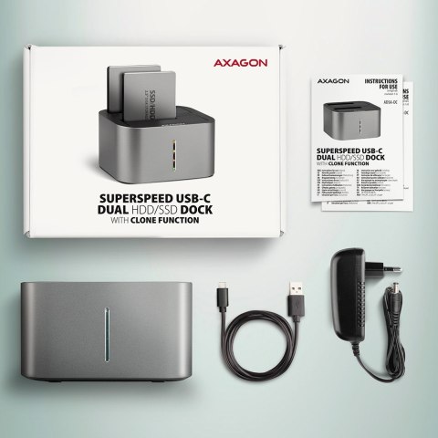 ADSA-DC Stacja dokująca USB 3.2 Gen 1 - 2x SATA 6G 2.5"/3.5" SSD/HDD