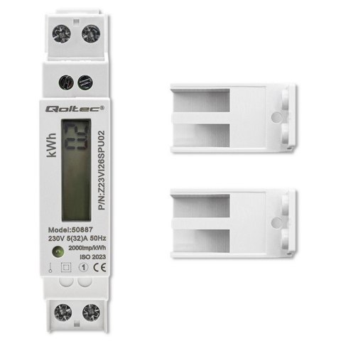 Jednofazowy elektroniczny licznik | miernik zużycia energii na szynę DIN | 230V | LCD | 2P | Slim