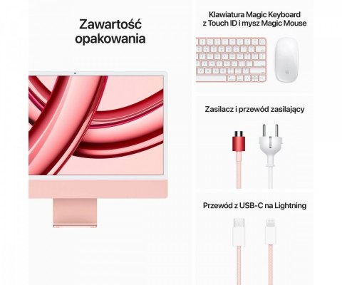 IMac 24 cale: M3 8/10, 8GB, 256GB SSD - Różowy