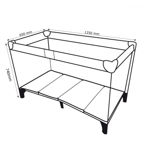 Łóżzeczko turystyczne 125x65x74 cm kołka PR-803G Szare