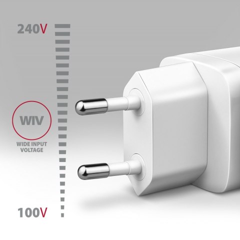 ACU-DPQ65W Ładowarka sieciowa GaN 65W, 3x port (USB-A + dual USB-C) PD3.0/QC4+/PPS/Apple, biała