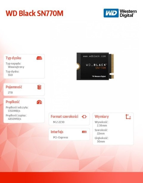 Dysk SSD WD Black SN770M 2TB NVMe 2230 M2