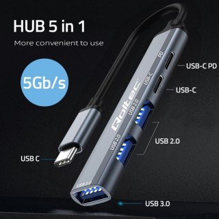 HUB adapter USB-C 3.1 5w1 | USB-C PD | USB-C | 2x USB 2.0 | USB 3.0