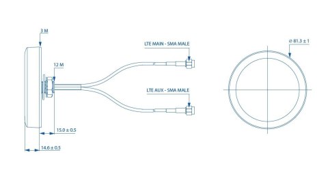 Antenna Combo Mimo Mobile Roof SMA Male IP65 PR1KCL25