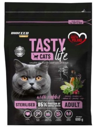 BIOFEED TASTY CATS LIFE STERILISED WITH RABBIT 600G