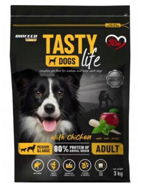 BIOFEED TASTY DOGS LIFE ADULT M&L WITH CHICKEN 3KG