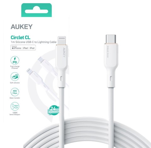 CB-SCL2 White silikonowy kabel Lightning-USB C | USB Power Delivery USB-PD | 1.8m | 27W | 3A | MFi Apple