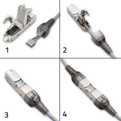 Wtyk RJ45 beznarzędziowy STP | CAT6 | JACK PIN | T568B | T568A