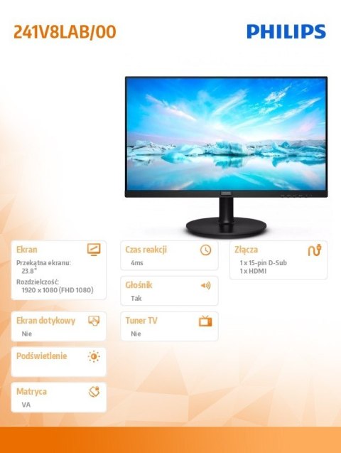 Monitor 241V8LAB 23.8 cala VA 100Hz HDMI Głośniki