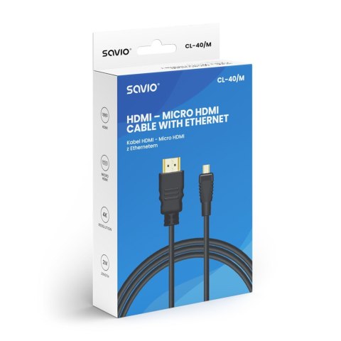 Kabel HDMI (M) - micro HDMI (M) z Ethernetem, 2m, CL-40/M