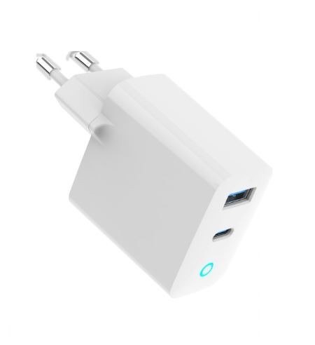 Ładowarka USB-A/C GaN LED 30W PD QC3.0 biała