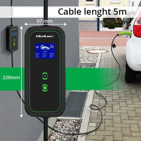 Mobilna ładowarka do samochodu elektrycznego EV z regulacją 2w1 Typ2 | 7kW | 230V | CEE 3 PIN | WiFi | LCD | Przenosna | Wallbo