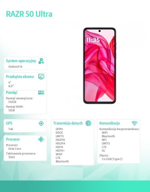 Smartfon RAZR 50 ultra 12/512, Hot Pink