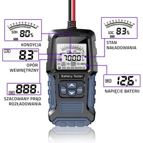 Tester akumulatora cyfrowy z wyświetlaczem LCD | 12V | 24V | 3Ah-400Ah