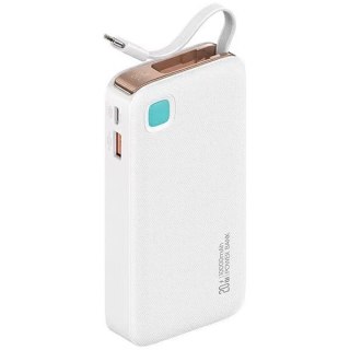 Powerbank 10000mAh 20W zwijany kabel USB-C fast charge Biały