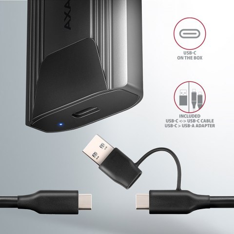 EEM2-GTS2 Obudowa zewnętrzna aluminiowa bezśrubowa USB-C 3.2 Gen 2 M.2 NVMe & SATA SSD + USB-A - USB-C redukcja