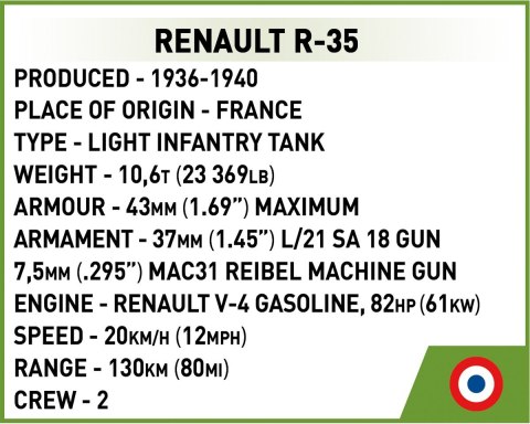 Klocki WWII Renault R-35 258 klocków