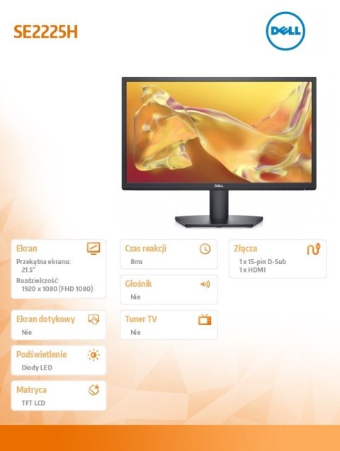 Monitor SE2225H 21.5 cala LED VA/1920x1080/HDMI/VGA/3Y