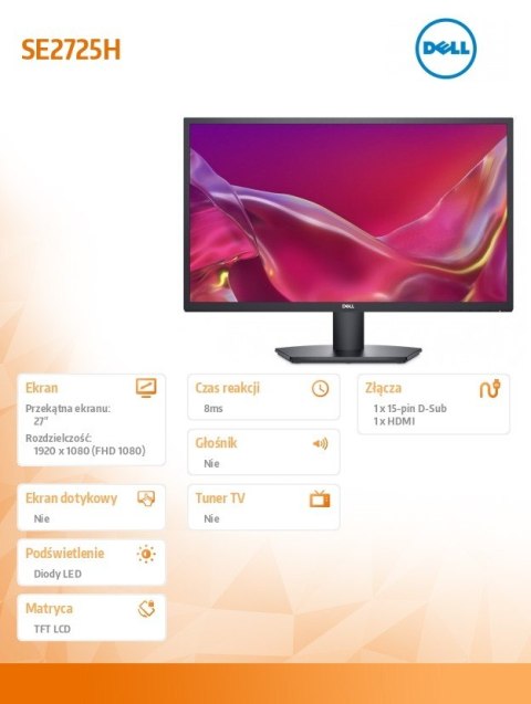 Monitor SE2725H 27 cali LED VA 1920x1080/HDMI/VGA/3Y