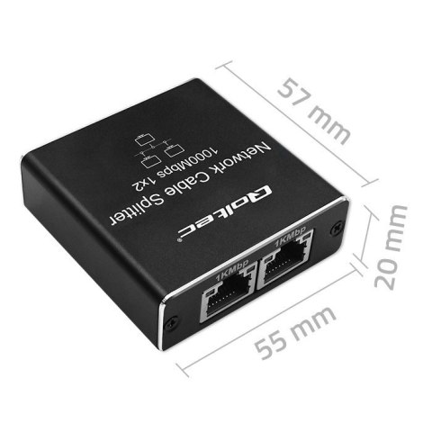 Rozdzielacz Splitter mini SWITCH 1x2 port RJ45 | 1000Mbps | USB-C| Aluminium