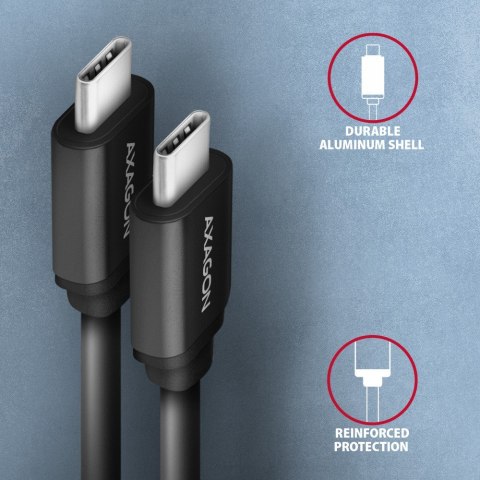 BUCM-CM10TB Kabel Twister USB-C - USB-C, 0,6m, USB 2.0, 3A, ALU, PVC Czarny