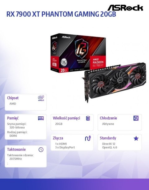 Karta graficzna Radeon RX 7900 XT PHANTOM GAMING 20GB OC GDDR6 320bit