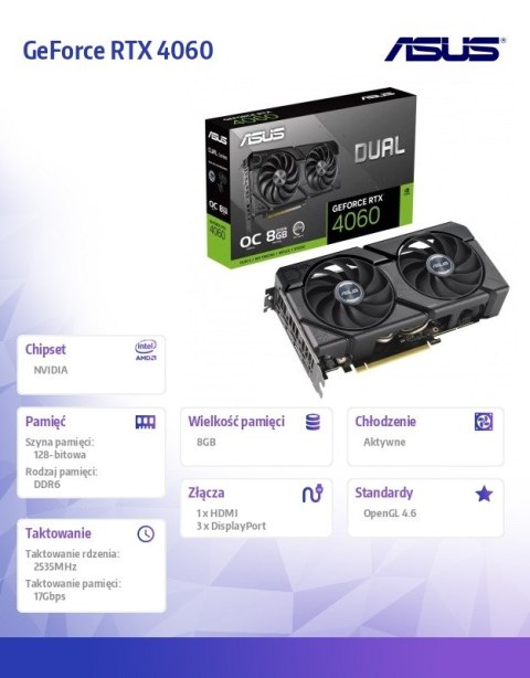 Karta graficzna GeForce RTX 4060 EVO OC 8GB GDDR6 128bit 3DP