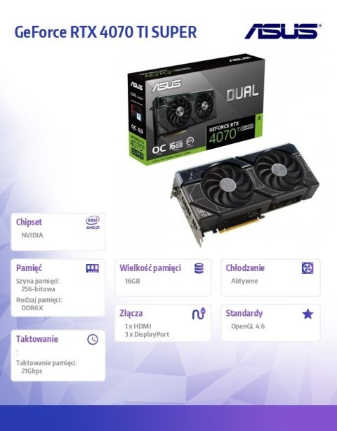 Karta graficzna GeForce RTX 4070 TI SUPER 16G DUAL OC GDDRX6 256bit