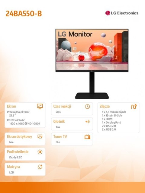 Monitor 24BA550-B 23.8 cala IPS Full HD 100Hz