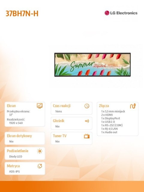 Monitor wielkoformatowy 37BH7N-H Stretch 700cd/m2 32:9 wide