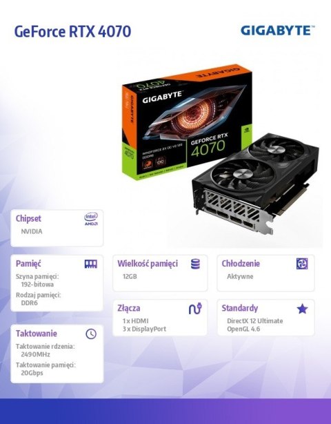 Karta graficzna GeForce RTX 4070 WINDFORCE 2X OC V2 12GB GDDR6 192bit