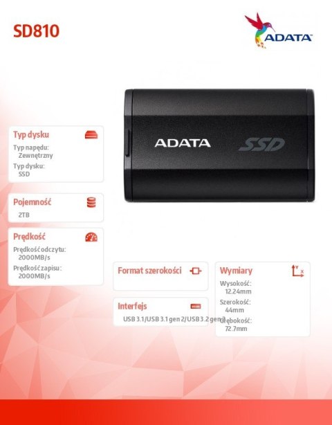 Dysk SSD External SD810 2TB USB3.2C 20Gb/s czarny