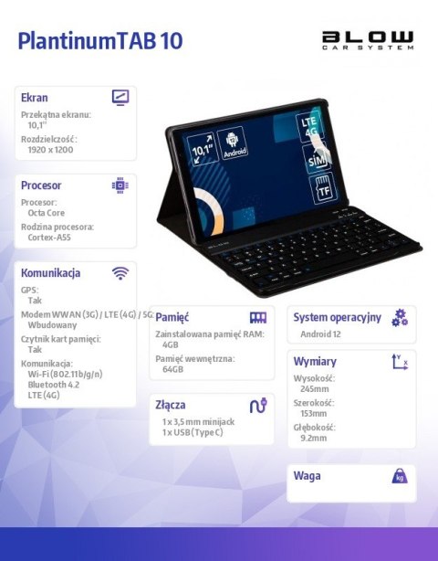 Tablet PlantinumTAB 10 4G V22 + Etui