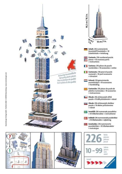 Puzzle 3D 216 elementów Empire State Building