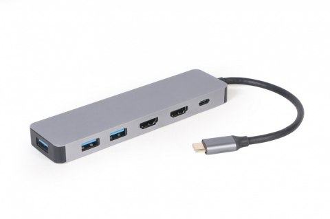 Adapter USB-C Hub USB-C PD HDMI x2 USB 3.0x3