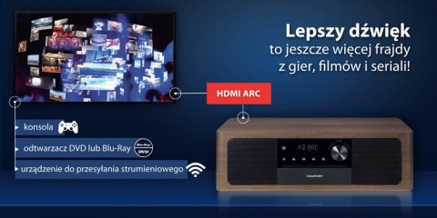 Mikrowieża all-in-one Bluetooth, HDMI ARC, Wejście optyczne CD/MP3/USB/AUX Zegar/ Alarm