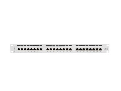 Patch Panel 24 Port 1U Kat.6 szary ekranowany